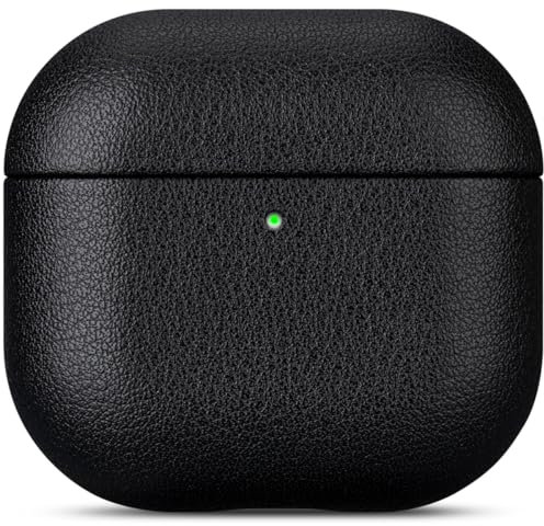 Haobobro [Nappa Series] Leder Hülle für AirPods 4. Generation 2024 - Handgefertigt AirPods 4 Ledercase - Stoßfest AirPods 4 Leather Case - AirPods 4 Schutzhülle Lederhülle - Schwarz