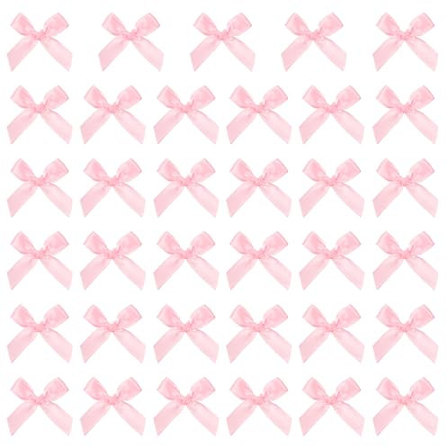 35 Stück Mini-Schleifen Aus Rosa Schleifenband, Satin Band Deko Schleifen Fertigschleife Rosa Dekor Zum Verpacken Von Geschenken, Bäckerei, Süßigkeitentüten, Haare, Weihnachten