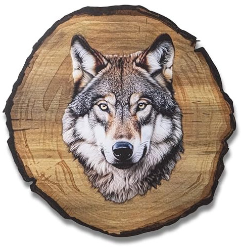 DARO Design - Wandbild Wölfe Größe 20cm - Kunstdruck aufhängefertig - Wanddekoration Thema Jagd, Natur, Tiere