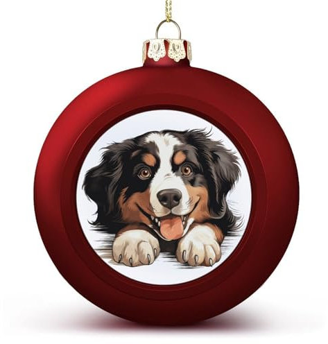 Berner Sennenhund, rote Weihnachtskugel, Ornamente für Weihnachtsbaum, Neujahr, saisonale Feiertagsdekoration, Weihnachtsgeschenke für Hundeliebhaber