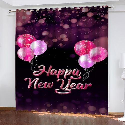 YZQGLHP Gardinen Ballon Verdunklungsvorhänge Weihnachten Gardine 3D Gedruckt Schallschutz Vorhang für Wohnzimmer Schlafzimmer H175 x B140 cm 2 teiliges Set mit Ösen