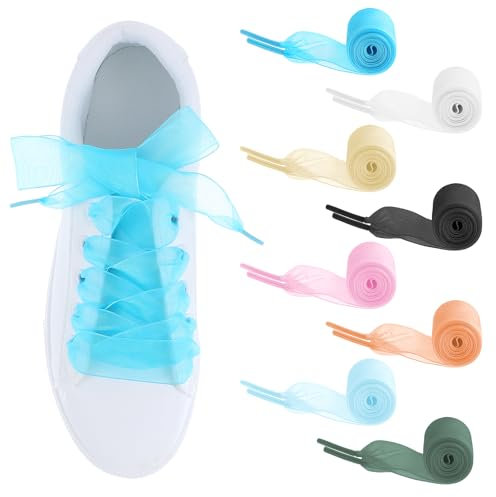 Nogeqi Lot de 10 Paires de Lacets en Satin - Ruban Large en Organza Multicolore - Pour Chaussures de Sport et de Course - Pour Enfants et Femmes