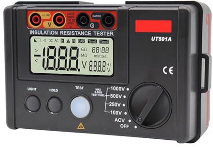 NJTHNTJR UT501A Isolationswiderstandsprüfer mit 250V/500V/1000V Prüfspannung. Professionelles Digitales Ohmmeter für die Prüfung Des Isolationswiderstands in der Elektrotechnik. Megohmmeter.