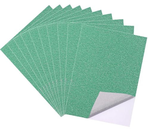 10 Blatt Grün Glitzerpapier zum Basteln, A4 Selbstklebende Glitzer Papier, Glitzerndes Bastelpapier, Glitterpapier Glitterkarton für DIY Handwerk, Grußkarten, Scrapbooking (21 x 29.7 cm, Grün)