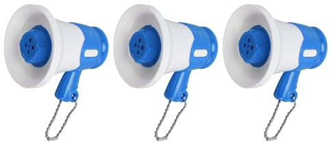 OUCRIY 3 Stück Mini-Megaphon-Spielzeug für Kinder, Rolle Play Fewend Play Megaphone, lustiger Musik-Lautsprecher-Schlüsselanhänger mit integrierten Liedern, Spielspiel für Kinder (blau)