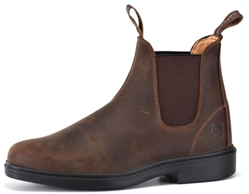 SAFETOE M-8316 Chelsea Boots da uomo, in pelle bovina pieno fiore, fodera in agnello resistente all'abrasione, soletta in memory foam con protezione dagli odori, suola in PU/gomma (300℃ HRO), marrone