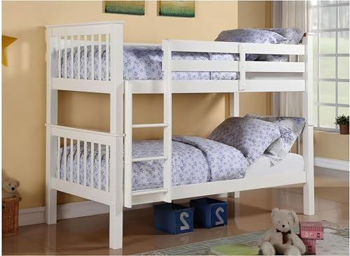 IE INTERIOR EMPORIUM Lily Space-Saving Wooden Bunk Bed – Durable Bunk Beds for Kids – Sturdy and Safe Bunk Bed with Trundle for Siblings & Sleepovers (White)