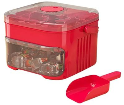 50-Würfel-Eismaschine mit Easy-Press-Kappe mit Easy-Press-Deckel Eiswürfelmaschine mit großer Kapazität Wiederverwendbar(RED 1PC)