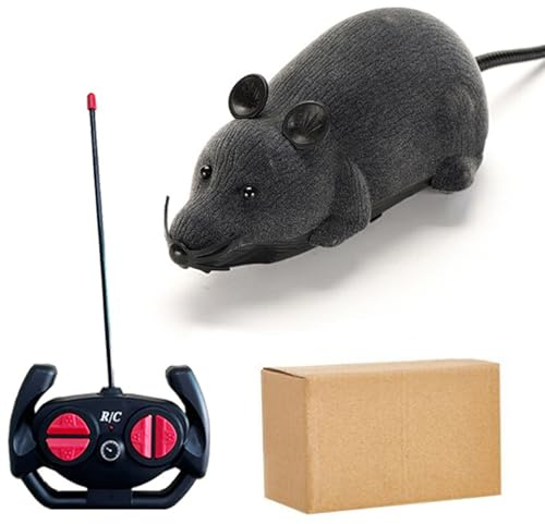 Jorzer Remote Control Mouse Cat Toy Realistic Flocked Interactive Toy with Tail 4 Channel Battery Powered Electric Cat Toys for Indoor Cats, Gifts for Cats