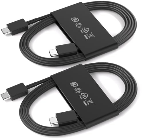 USB C to USB C Cable 1M2Pack for Samsung Super Fast Charging, 25W 3A Type C Charging Cord for Galaxy S25 Ultra S24 S23 FE S22 S21 S20 Z Fold 7 6 A16 A17 A36 Note 20 Tab S9 S8/iPhone 17 16 Phone,Black
