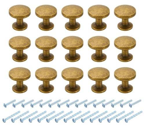 QUARKZMAN 15 Piezas De Tiradores Redondos Para Gabinetes, 1.2 Diámetro X 1.1 Altura, Tiradores Para Cajones De Cocina Armario Tocador Ropero, Cobre