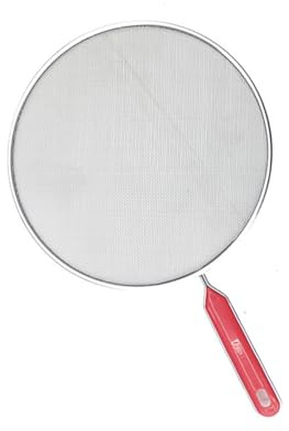 19cm Oil Splatter Guard, Stainless Steel Mesh Screen for Frying Pans, Red | Fine mesh screen helps reduce hot oil splashes while letting steam escape for safer everyday frying.
