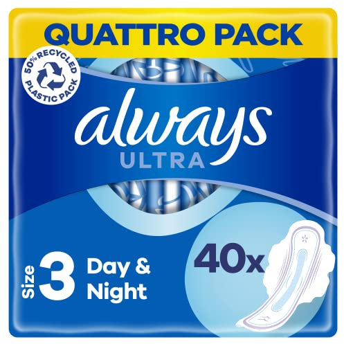Always Ultra Serviettes Menstruelles Long Plus (taille 3) Avec Ailettes 40 Serviettes, Super Absorbantes Et Ultra-Fines, Pour Règles