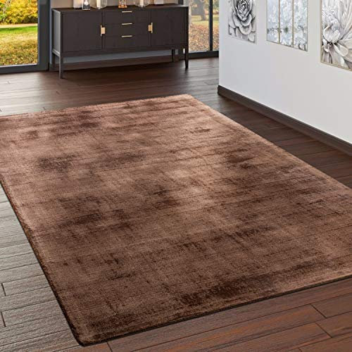 Paco Home Teppich Handgefertigt Hochwertig 100% Viskose Vintage Optisch Meliert In Braun, Grösse:120x170 cm