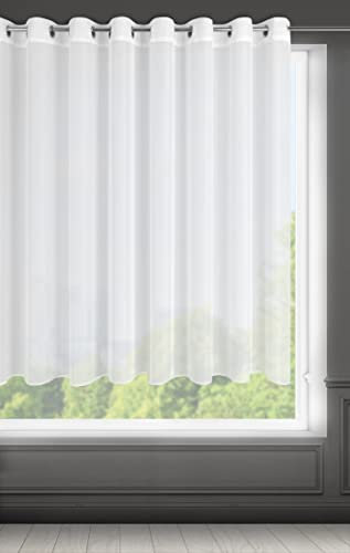 Eurofirany Lucy Voile Vorhang mit Ösen-1 STK. Transparent Gardine Leinenoptik Durchsichtig Einfarbige für Schlafzimmer Wohnzimmer Kinderzimmer, Polyester, Weiß, 300X160cm
