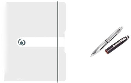 Herlitz Spiralblock / Collegeblock / DIN A4 / kariert / 80 Bl / transparent klar + LED Touchpen Kugelschreiber