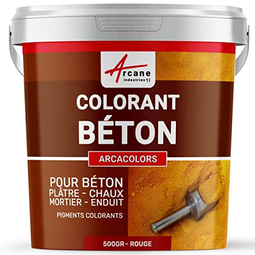Colorante per Cemento, Intonaco e Malta - ARCACOLORS 500 gr Rosso | Colora Calcestruzzo, Gesso, Cemento, Calce, Pareti e Pavimenti, Resiste ai Raggi UV, Interno ed Esterno - Arcane Industries