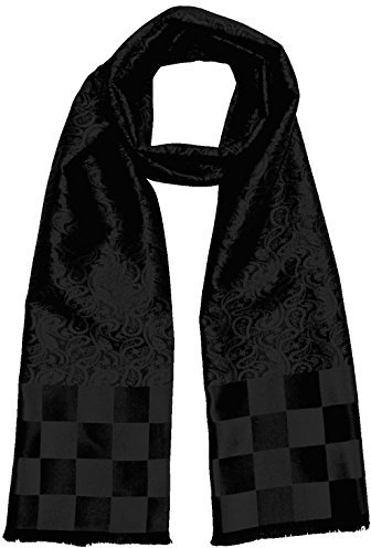 Lorenzo Cana Design Herrenschal aus 100% Seide aufwändig jacquard gewebt Damast Seidenschal Seidentuch Tuch schwarz 25 cm x 160 cm - 8921211
