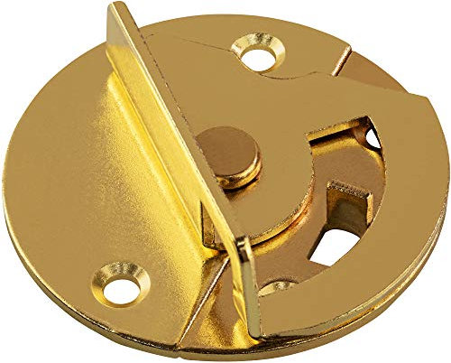 GedoTec Drehriegel-Verschluss Tischbeschlag für Zargentische | Möbelriegel Messing poliert | Dreh-Verriegelung zum Einbohren oder Anschrauben | 1 Stück - Tischplatten-Beschlag Verbinder aus Stahl