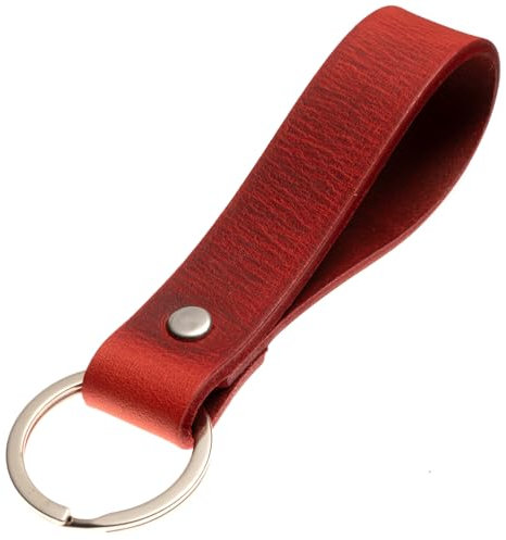 ELBERCRAFT® Schlüsselanhänger Leder pur ohne Logo das kleine Geschenk zum Geburtstag für Lieblingsmenschen Frauen oder Männer Handmade in Germany Schlüsselband rot