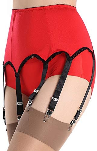 Damen High Waist Strapsgürtel Strumpfgürtel 6 Halter für Strümpfe Unterwäsche