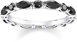 Thomas Sabo Damen-Ring Schwarze Steine 925 Sterlingsilber TR2185-051-11-52