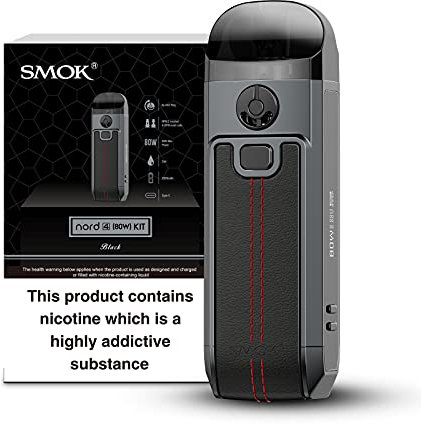 SMOK Nord 4 Vaping Kit, 80W Powerful Pod Mod, Long Lasting Battery, Portable, Dual Coil Compatibility (RPM 2 & RPM Coils), E Cig, E Cigarettes, Starter Kit, SMOK Vaping, No Nicotine (Black Leather)