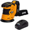 JCB 18V Cordless 125mm Orbital Sander, 2.0Ah Battery, Fast Charger, Overload Protection, Dust Extraction Facility & Hook and Loop Fastening, 3 Year Warranty