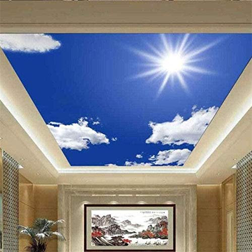 ZZXIAO Benutzerdefinierte 3D Wallpaper High Definition Blauer Himmel Und Weißer Himmel Decke 3D Wallpaper Deckentapet fototapete 3d effekt tapete Wohnzimmer Schlafzimmer Hintergrundbild-430cm×300cm