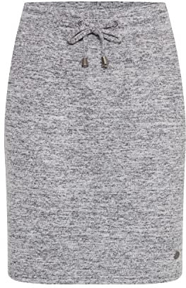 OXMO OXBirga Damen Kurzer Rock Sweatrock Midi mit elastischem Bund und Kordel, Größe:XS, Farbe:Light Grey Melange (200686)