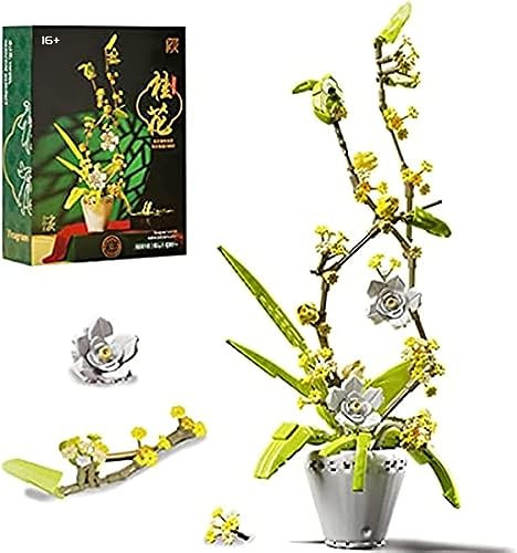 Blumenstrauß Bausteine, Osmanthus Fragrans Bonsai Tree Blumenstrauß Bausteine-Set, künstliche Blumen zur Dekoration und Sammlung, künstliche Blumen zum Basteln Bausätze Geschenke