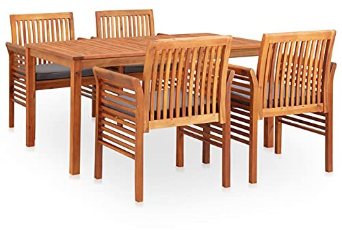 Festnight Gartenmöbel Set 4 Personen Sitzgruppe Garten Essgruppe Holz Gartentisch mit 4 Stühlen Set Gartengarnitur Sitzgarnitur Terrassenmöbel Gartensessel Esstisch Holzisch Massivholz Akazie