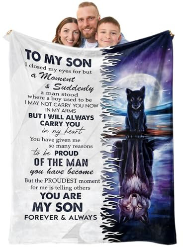 Aprllolg Sohn Personalisierte Decke, Decke Geschenk für Sohn Von Eltern Brief Decken Kuscheldecke Flauschig Geschenke Für Weihnachten Geburtstag Graduierung,18 Geburtstag Junge (130 x 150cm)