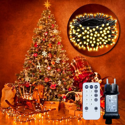 Luci Albero di Natale 420 LEDs 50.28+3M Stringa Luce Esterno Interno IP65 con Telecomando, Spina, 8 Modalità, Timer Catena Luminosa Decorazioni per Matrimonio, Laurea, Compleanno - Bianco Caldo
