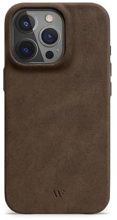 WIIUKA Hülle für iPhone 15 Pro Max, Leder aus Deutschland, Lederhülle extra Dünn, Premium Handyhülle, Case, Qi, Vintage Braun