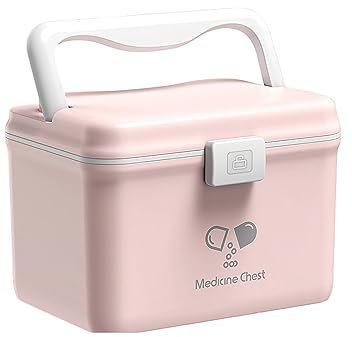 TUKA-i-AKUT 14,6L Medizinbox Zweilagig Portable mit Tragegriff, Medikamentenbox Hausapotheke Box Erste-Hilfe-Box Tragbar, Multifunktionaler Aufbewahrung Medizinkoffer Outdoor Home, TKD6402-XL Pink