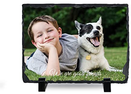 Placa de piedra personalizada con texto, marco de fotos de pizarra de roca personalizado con soporte de exhibición, regalos para el día de la madre día del padre cumpleaños Navidad día de San Valentín