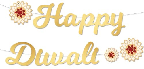 Happy Diwali-Buchstaben-Banner – goldenes Diwali-Dekorationen, Banner, Diwali-Dekorationen für Haus, Innen- und Außenbereich, Wimpelkette, Banner auf Festival der Lichter, Party-Dekorationen,