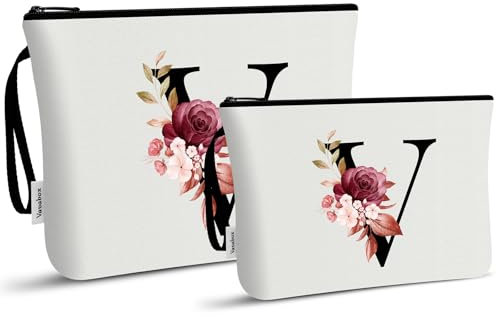 Vavabox Trousse de Toilette personnalisée, Tissu Premium & Fermeture éclair Robuste, Cadeau Parfait Femme, idée Cadeau Fille Unique, Cadeau Unique pour mariée ou Demoiselle d'honneur (V, 02-Blanc)