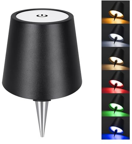 DUSKTEC Drahtloser Weinflaschen-Lampenschirm, 8 RGB-Modi, Lichttemperatur 3000-6500K, wiederaufladbare Touch-Weinflaschenlampe, tragbare kabellose Lampe, Bar-Lichter, Party, Geschenk (Schwarz)
