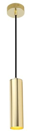 Alpinaluz Pendelleuchte aus Aluminium 20 cm, Modernes Minimalistisches Rohrdesign mit GU10 Fassung und 120 cm Textilkabel, Deckenleuchte für Innenräume IP20 (Gold)