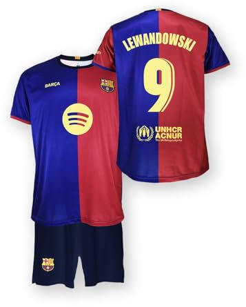 FC Barcelona Primera Equipación Niños Temporada 24/25 Conjunto, Camisa, Unisex niños, Lewandowski, 10 años