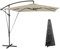 Outsunny Parasol Excéntrico 247x247 cm Sombrilla de Jardín con Base Cruzada Cubierta Ajustable Manivela Funda Protectora y Cuerda de Viento Anti-UV 50+ Sombrilla para Terraza Patio Caqui