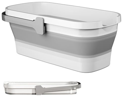 Cubo de trapeador Plegable, Cubo de rectángulo de 10.2L con Mango, plástico Plegable, Cubos de Limpieza de Ahorro de Espacio para Uso doméstico, Camping, RV MOP