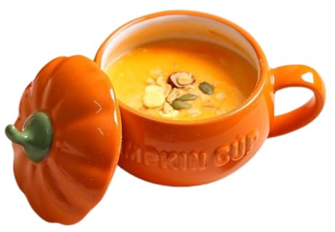 Tasse - Keramikbecher Mit Deckel | Herbstdeko Kaffeetasse | Mikrowellengeeigneter Becher Für Kaffee, Latte, Müsli, Geschenk