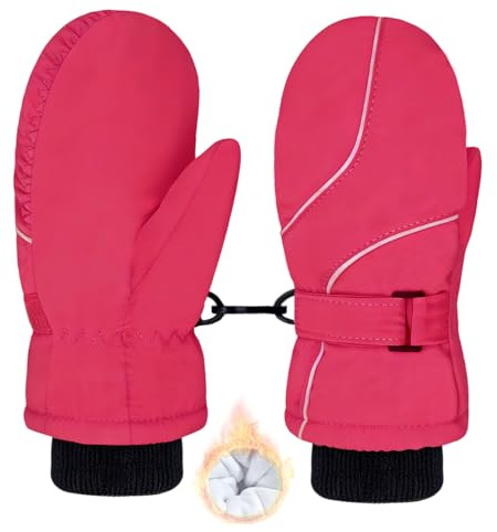 lifwimner Guantes de Invierno para Niños, Manoplas de Esquí Cálidas con Forro Polar Guantes Impermeables Cortavientos para Niñas 3-6 años