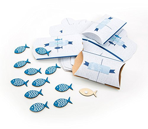 Logbuch-Verlag 12 Fische Gastgeschenke Schachteln blau Gäste Geschenk Kommunion Geburtstag Feste Taufe