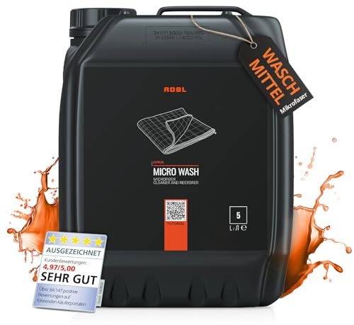 ADBL Micro Wash (5L) - Waschmittel für Mikrofaser - Entfernt effektiv Schmutz, Politurreste und Wachs - Wiederherstellung der Weichheit und Saugfähigkeit von Mikrofasertüchern