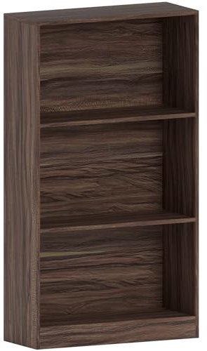 Vida Designs Cambridge Bücherregal mit 3 Ebenen, mittelhoch, Walnuss, Holz-Regaleinheit für Büro, Wohnzimmermöbel