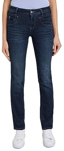 TOM TAILOR Damen 1008146 Alexa Straight Jeans, 10282 - Dark Stone Wash Denim, 32W / 30L EU